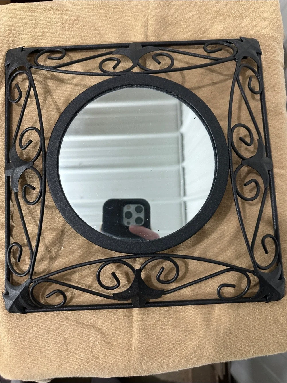Set of 3 Decorative Black Wall Mirror with Scrollwork Frame